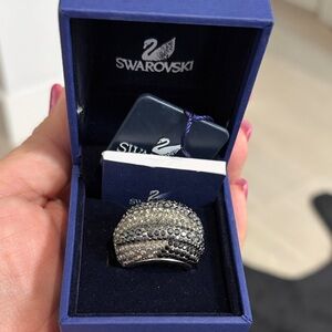 Swarovski Silver and Black Crystal Ring